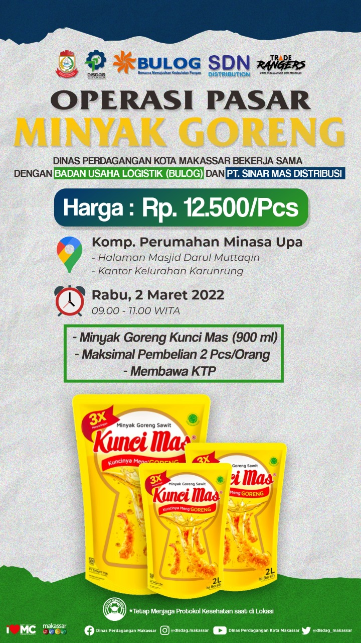 Gambar Siap-siap, Besok Disdag Makassar Salurkan 1.500 Liter Minyak Goreng di Rappocini